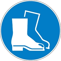 Podlahová značka – Použij ochranu nohou, 50 cm, PVC